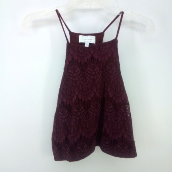 Kendall + Kylie Maroon Burgundy Crochet Lace Racerback Top M Holiday Holidays - Picture 5 of 9